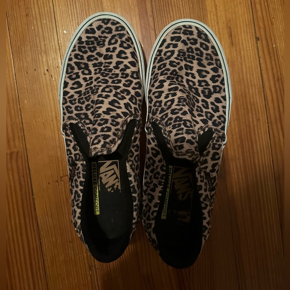 Womens Leopard Print Slip-On Vans - image 1